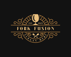 Glass Spoon Fork Gourmet logo design