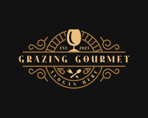 Glass Spoon Fork Gourmet logo design