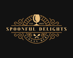 Glass Spoon Fork Gourmet logo design