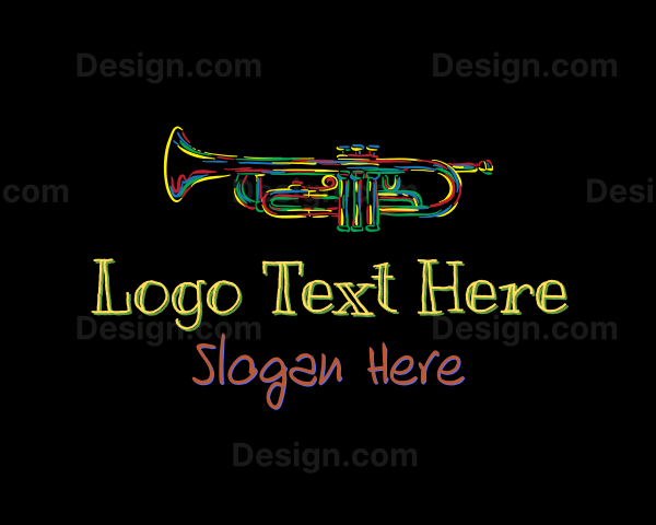 Colorful Trumpet Doodle Logo