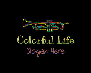 Colorful Trumpet Doodle logo design