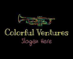 Colorful Trumpet Doodle logo design