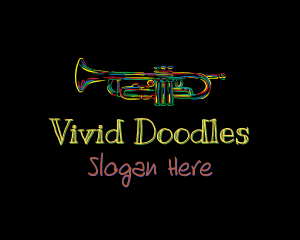 Colorful Trumpet Doodle logo design