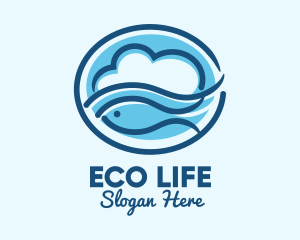 Ocean Fish Cloud  logo design