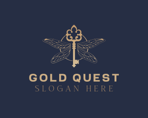 Gold Key Dragonfly logo design