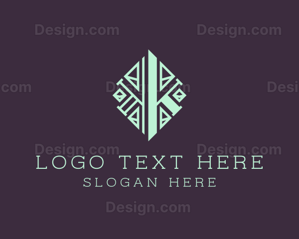 Elegant Geometric Diamond Letter K Logo