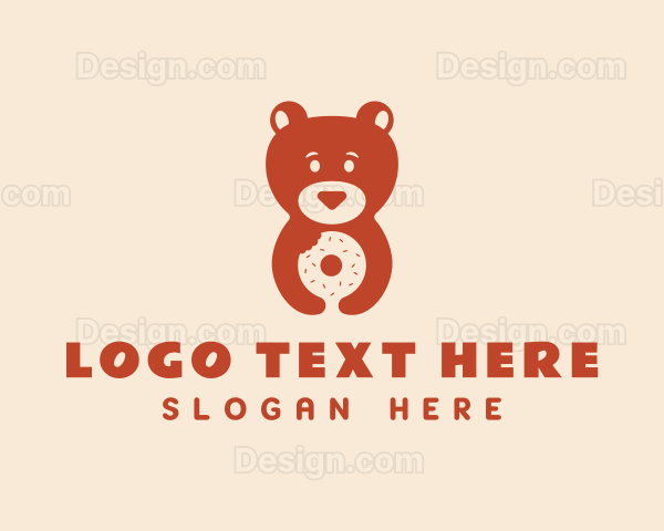 Cute Bear Donut Logo