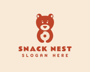 Cute Bear Donut logo design