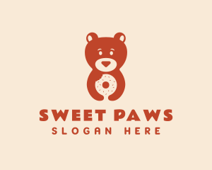 Cute Bear Donut logo design