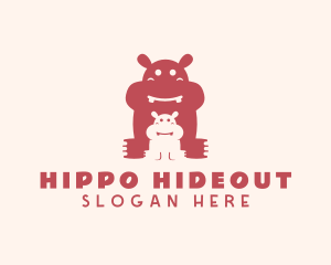 Wildlife Hippo Calf logo design