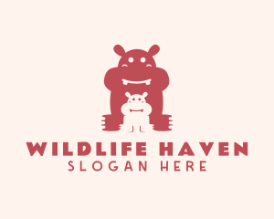 Wildlife Hippo Calf logo design