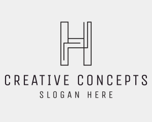 Geometric Monoline Letter H logo design