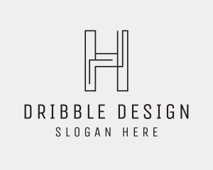 Geometric Monoline Letter H logo design