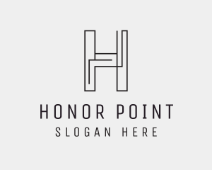 Geometric Monoline Letter H logo design