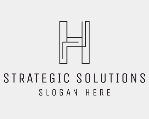 Geometric Monoline Letter H logo design