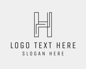 Monochrome - Geometric Monoline Letter H logo design