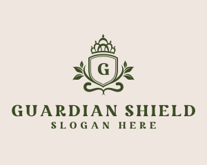 Foliage Shield Crown logo design