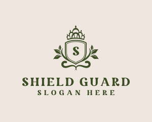 Foliage Shield Crown logo design