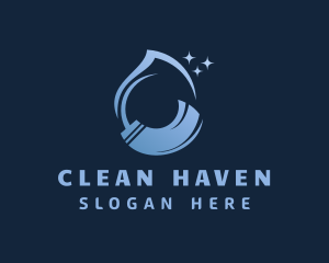 Blue Liquid Mop Cleaning logo design