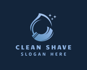 Blue Liquid Mop Cleaning logo design