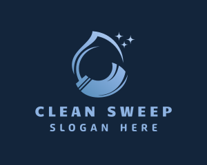 Blue Liquid Mop Cleaning logo design