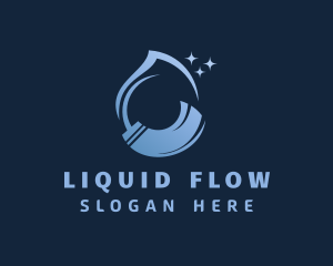 Blue Liquid Mop Cleaning logo design