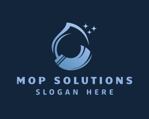 Blue Liquid Mop Cleaning logo design