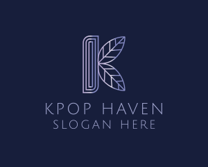 Letter K Botanical Leaf Gradient logo design