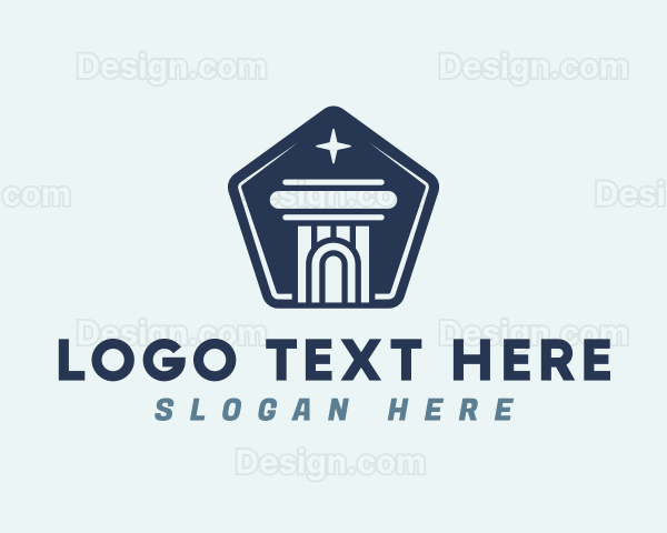 Pentagon Star Pillar Column Logo