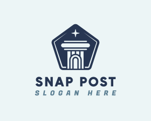 Pentagon Star Pillar Column logo design