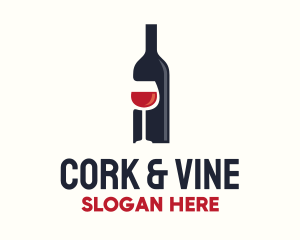 Wine Bottle Glass Liquor logo design