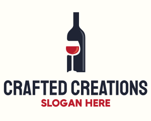 Wine Bottle Glass Liquor logo design