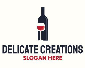 Wine Bottle Glass Liquor logo design