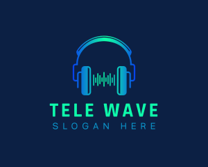 Wave Music Headset logo design