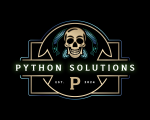 Skull Python Snake logo design