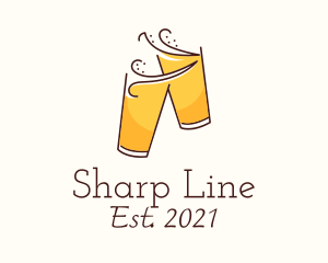 Beer Cheers Line Art  logo design