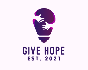 Purple Care Light Bulb logo design