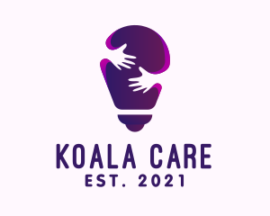 Purple Care Light Bulb logo design