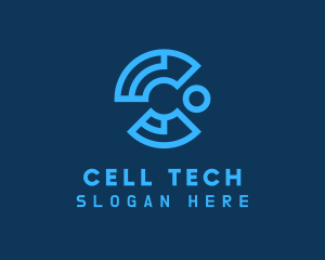 Blue Cyber Tech Letter C logo design