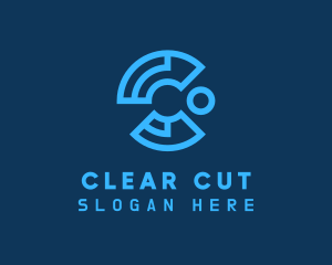 Blue Cyber Tech Letter C logo design