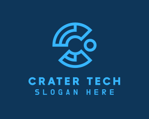 Blue Cyber Tech Letter C logo design