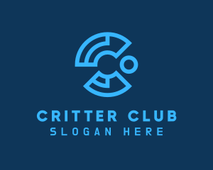 Blue Cyber Tech Letter C logo design