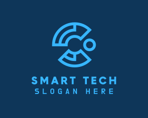 Blue Cyber Tech Letter C logo design