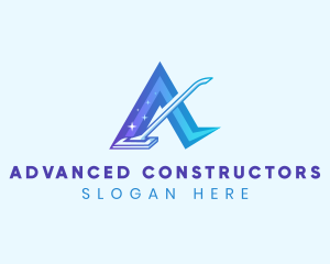 Vacuum Mop Cleaning Letter A logo design