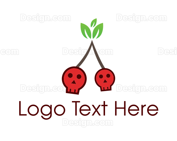 Skull Cherry Fruit Logo