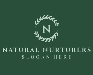 Natural Leaf Wreath logo design