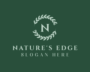 Natural Leaf Wreath logo design