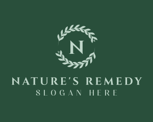 Natural Leaf Wreath logo design