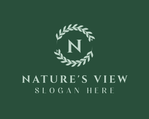 Natural Leaf Wreath logo design