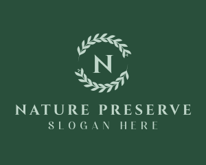 Natural Leaf Wreath logo design